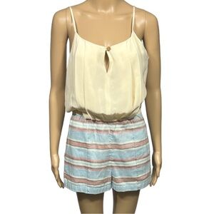 Dolce Vita Romper S Cream/Blue Striped Spaghetti Straps